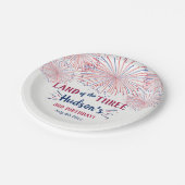 Het land van de drie! 4 juli 3 jarig feest papieren bordje (Gekanteld)