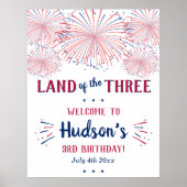 Het land van de drie! 4 juli 3 jarig feest poster (Voorkant)
