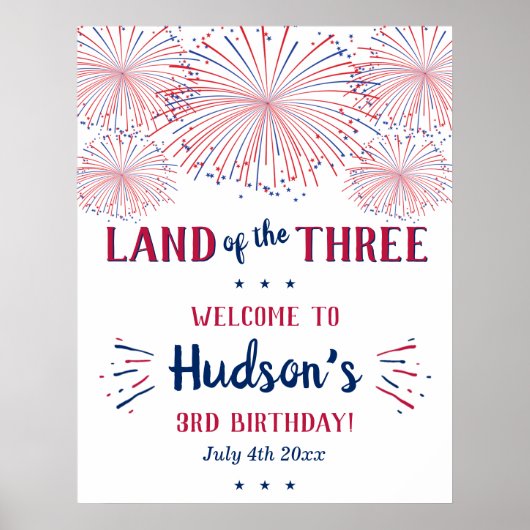 Het land van de drie! 4 juli 3 jarig feest poster (Voorkant)