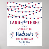 Het land van de drie! 4 juli 3 jarig feest poster (Voorkant)