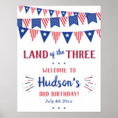 Het land van de drie! 4 juli 3 jarig feest poster (Voorkant)
