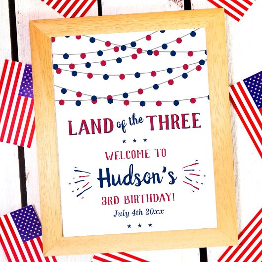 Het land van de drie! 4 juli 3 jarig feest poster