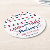 Het land van de drie! 4 juli 3 jarig feest ronde kartonnen onderzetter (Gebogen)