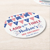 Het land van de drie! 4 juli 3 jarig feest ronde kartonnen onderzetter (Gebogen)
