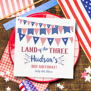 Het land van de drie! 4 juli 3 jarig feest servet