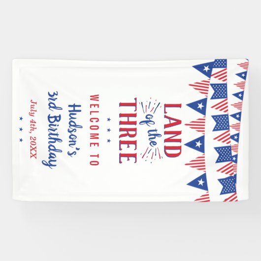 Het land van de drie! 4 juli 3 jarig feest spandoek (Horizontaal)
