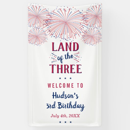 Het land van de drie! 4 juli 3 jarig feest spandoek (Verticaal)