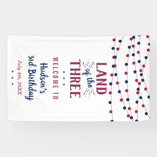 Het land van de drie! 4 juli 3 jarig feest spandoek (Horizontaal)