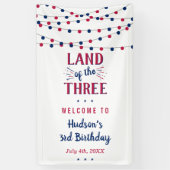 Het land van de drie! 4 juli 3 jarig feest spandoek (Verticaal)
