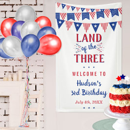 Het land van de drie! 4 juli 3 jarig feest spandoek