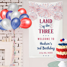 Het land van de drie! 4 juli 3 jarig feest spandoek