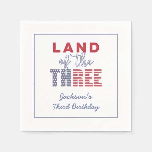 Het land van de drie! All-American 3e verjaardag Servet (Voorkant)