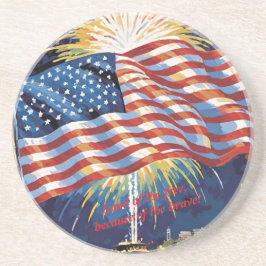 Het land van de vrije... Amerikaanse vlag Zandsteen Onderzetter