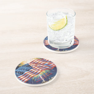 Het land van de vrije... Amerikaanse vlag Zandsteen Onderzetter