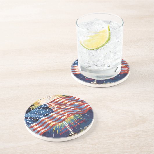 Het land van de vrije... Amerikaanse vlag Zandsteen Onderzetter (Zijkant)