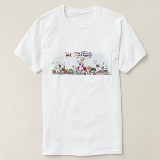 Het land van het vliegende rendier t-shirt (Design voorkant)