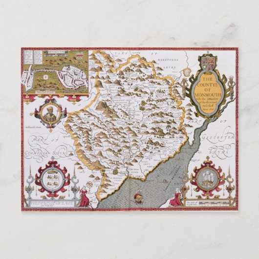 Het Land van Monmouth, gegraveerd door Jodocus Briefkaart (Voorkant)