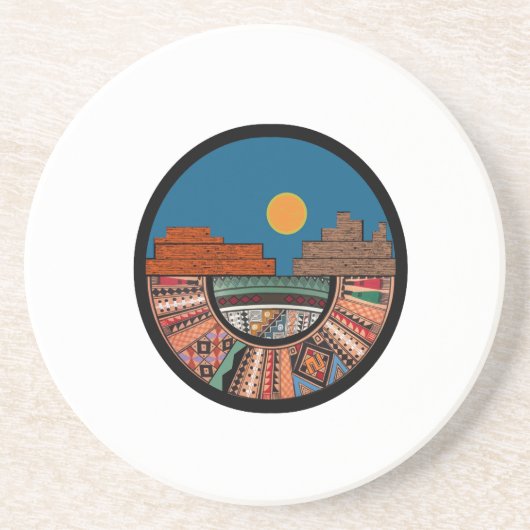 Het land zegende zandsteen onderzetter (Voorkant)