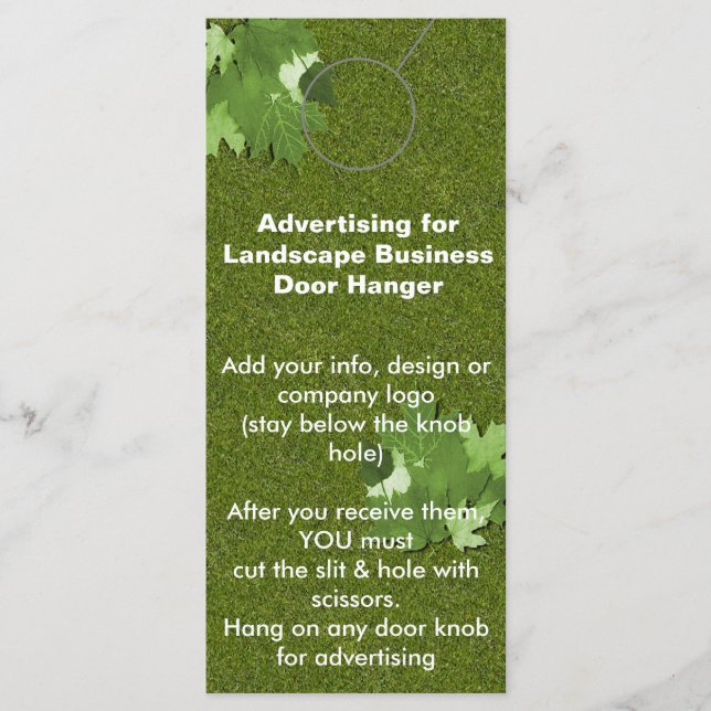 Het landschap Adverteren DEUR HANGER bevorderende  (Voorkant)