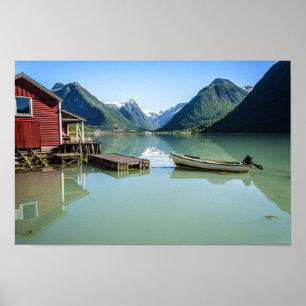 Het landschap Fjord in het poster Noorwegen