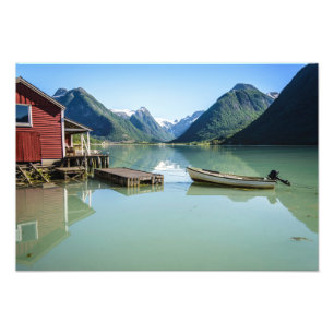 Het landschap Fjord in het poster Noorwegen