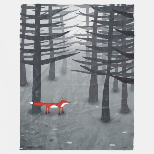 Het landschap Fox en Forest Ombré Fleece Deken (Voorkant)