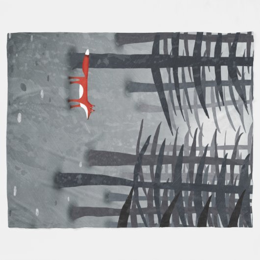 Het landschap Fox en Forest Ombré Fleece Deken (Voorkant (Horizontaal))