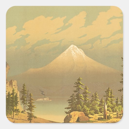 Het  landschap Hood Oregon Vierkante Sticker (Voorkant)