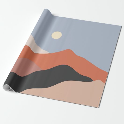 Het landschap in het midden van de eeuw illustrati cadeaupapier (Uitgerold)