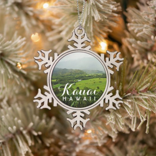Het landschap Kauai Hawaii Hills Tin Sneeuwvlok Ornament (Boom)