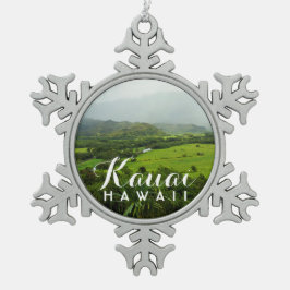 Het landschap Kauai Hawaii Hills Tin Sneeuwvlok Ornament