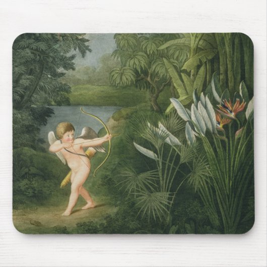 Het landschap met Cupid richtend een pijl op een P Muismat (Voorkant)