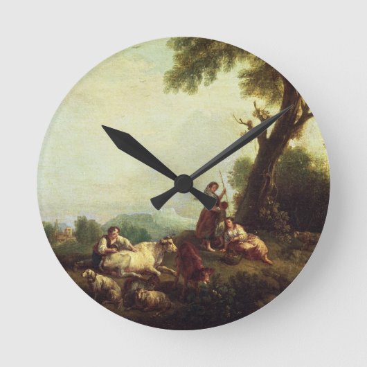 Het landschap met de boeren die naar een kudde van ronde klok (Voorkant)