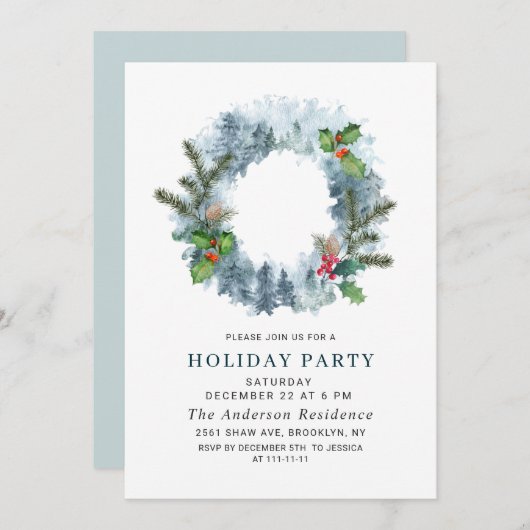 Het landschap met de kerstpine kerst kaart (Voorkant / Achterkant)