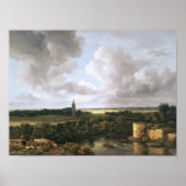 Het landschap met de ruïnes Castle en de kerk Poster (Voorkant)
