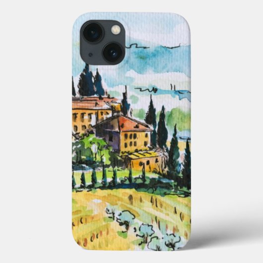 Het landschap met de stad en de cyperbomen Case-Mate iPhone case (Achterkant)