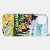 Het landschap met de stad en de cyperbomen Case-Mate iPhone case (Achterkant (horizontaal))