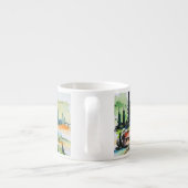 Het landschap met de stad en de cyperbomen espresso kop (Achterkant)