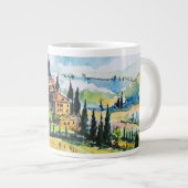 Het landschap met de stad en de cyperbomen grote koffiekop (Voorkant rechts)