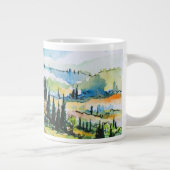 Het landschap met de stad en de cyperbomen grote koffiekop (Rechts)