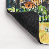 Het landschap met de stad en de cyperbomen muismat (Hoek)