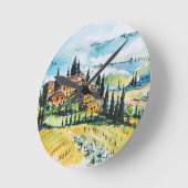 Het landschap met de stad en de cyperbomen ronde klok (Hoek)