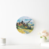 Het landschap met de stad en de cyperbomen ronde klok (Huis)