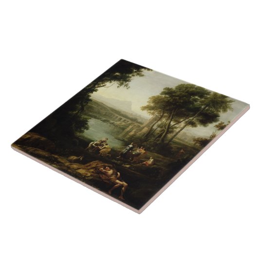 Het landschap met de vinding van Mozes Tegeltje (Zijkant)