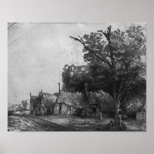 Het landschap met Drie Kastjes, 1650 Poster (Voorkant)