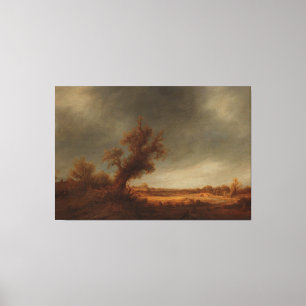 Het landschap met een oude eikel, Adriaen van Osta Canvas Afdruk