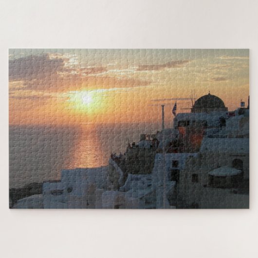 Het landschap Puzzle: Santorini Sunset Legpuzzel (Horizontaal)