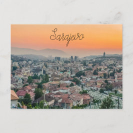 Het landschap Sarajevo vanaf de top Briefkaart