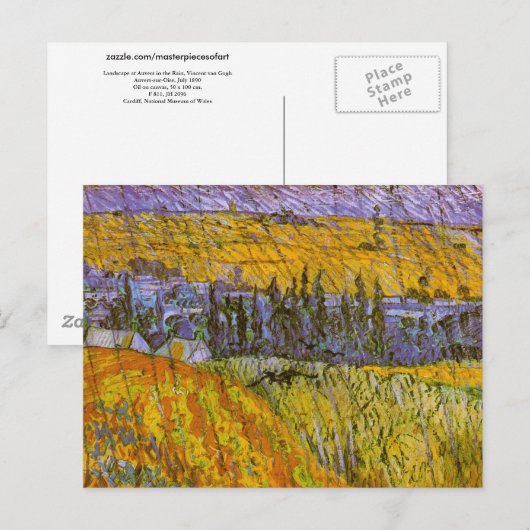 Het landschap van Auvers in de Regen, Vincent van  Briefkaart (Voorkant / Achterkant)