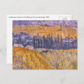 Het landschap van Auvers in de Regen, Vincent van Briefkaart (Voorkant / Achterkant)